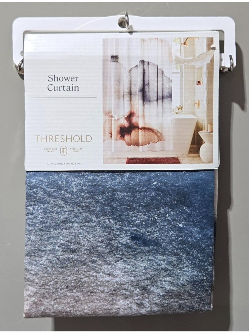 Threshold Blue & Red Watercolor Print 100% Cotton Sateen Standard Shower Curtain